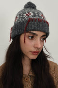 Seam Trim Geometric Knit Hat - Hovatok