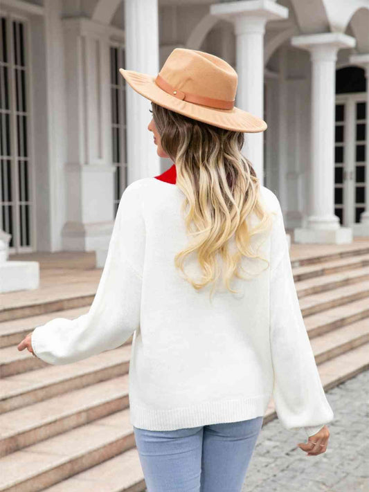 Angel Wings Heart Graphic Round Neck Sweater - Hovatok