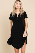 Culture Code Full Size Short Sleeve Ruffled Asymmetric Hem Dress - Hovatok
