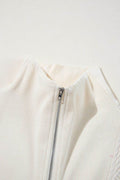 Textured Zip Front Romper with Pockets - Hovatok