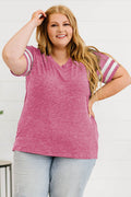 Plus Size Striped V-Neck Tee Shirt - Hovatok