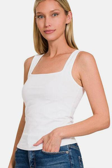 Zenana Square Neck Cropped Tank - Hovatok