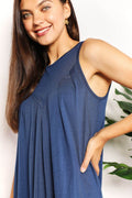 Perfee Round Neck Sleeveless Mini Dress - Hovatok