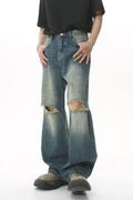 Distressed Wide Leg Men's Jeans - Hovatok