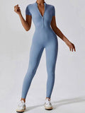 Basic Bae Half Zip Short Sleeve Active Jumpsuit - Hovatok