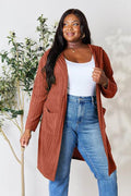 Basic Bae Full Size Hooded Sweater Cardigan - Hovatok