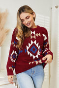 HEYSON Full Size Aztec Soft Fuzzy Sweater - Hovatok