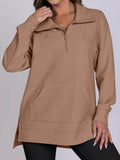 ฺHigh-Low Quarter Zip Long Sleeve Sweatshirt - Hovatok