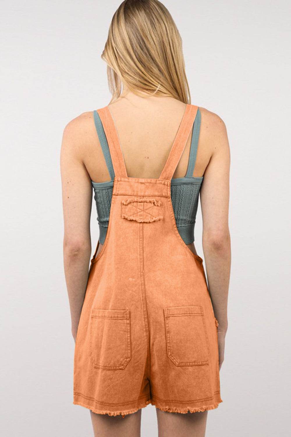 VERY J Washed Frayed Hem Denim Overall - Hovatok