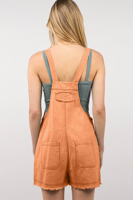 VERY J Washed Frayed Hem Denim Overall - Hovatok