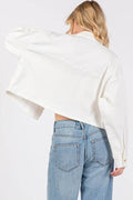 bytos Button Down Cropped Denim Jacket with Patch Pockets - Hovatok