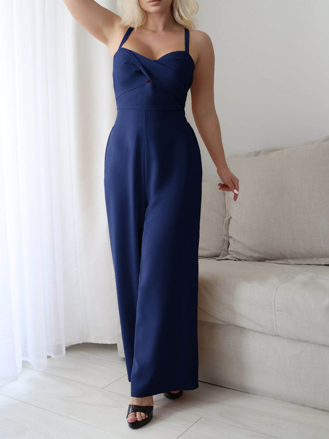 Devine Tie Back Backless Crisscross Jumpsuit - Hovatok