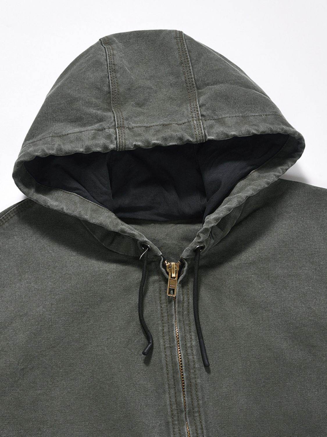 Men's Zip Up Washed Hooded Jacket - Hovatok