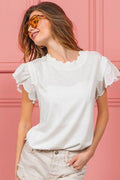 BiBi Scallop Edged Lace Trim Top - Hovatok