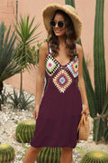 Geometric V-Neck Spaghetti Strap Cover Up Dress - Hovatok