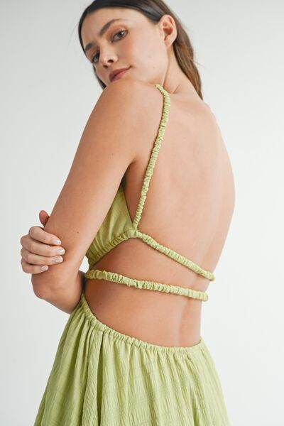 MABLE Cutout Waist Backless Maxi Dress - Hovatok