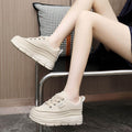 Lace Up Round Toe Platform Sneakers - Hovatok