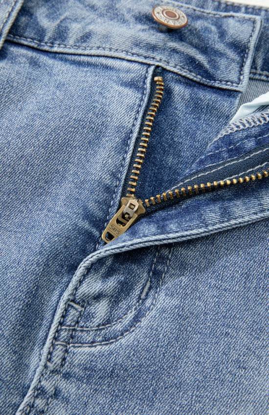 Distressed Raw Hem Heart Denim Skirt - Hovatok