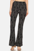 Leggings Depot Striped High Waist Flare Pants - Hovatok