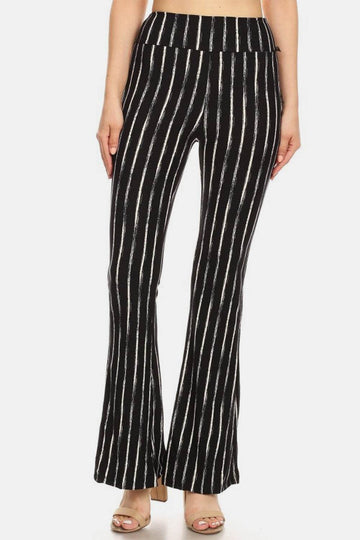 Leggings Depot Striped High Waist Flare Pants - Hovatok