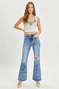 RISEN Full Size High Rise Distressed Flare Jeans - Hovatok