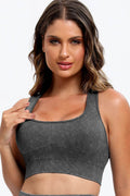 3 Piece Washed Square Neck Wide Strap Active Set - Hovatok