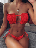 Frill Trim Ruched Bikini Set - Hovatok