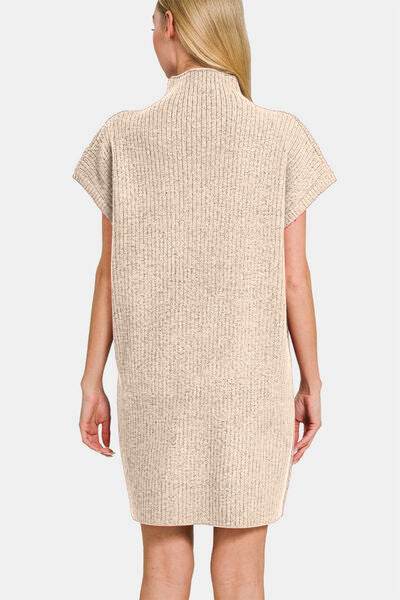 Zenana Short Sleeve Sweater Mini Dress - Hovatok