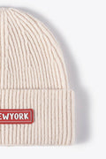 NEWYORK Patch Rib-Knit Cuffed Beanie - Hovatok