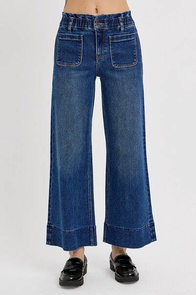 RISEN Elastic Band Wide Leg Jeans - Hovatok