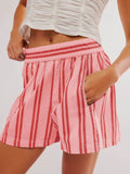 Striped Elastic Waist Shorts - Hovatok
