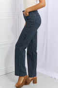 Judy Blue Cassidy Full Size High Waisted Tummy Control Striped Straight Jeans - Hovatok