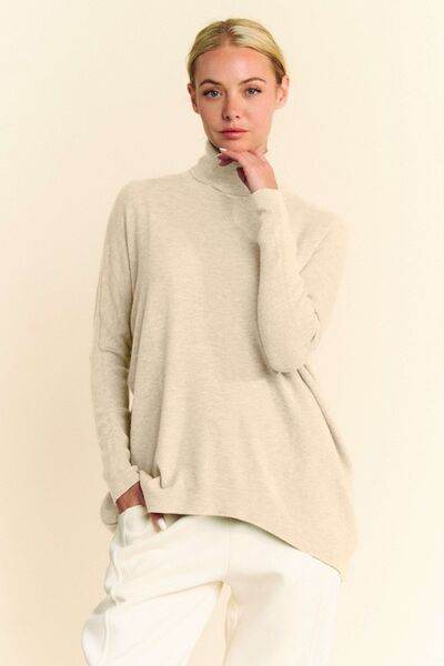 Davi & Dani Turtleneck Long Sleeve Knit Top - Hovatok