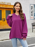 Round Neck Ribbed Trim Sweater - Hovatok