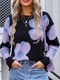 Angel Wings Flower Round Neck Long Sleeve Sweater - Hovatok