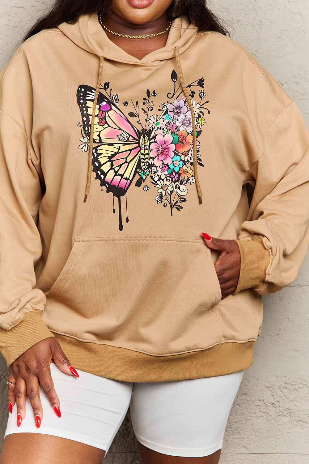 Simply Love Simply Love Full Size Butterfly Graphic Dropped Shoulder Hoodie - Hovatok