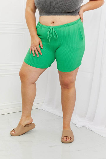 Blumin Apparel Too Good Full Size Ribbed Shorts in Green - Hovatok