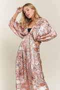 ADORA Printed V-Neck Batwing Sleeve Dress - Hovatok