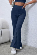 Basic Bae Full Size Ribbed High Waist Flare Pants - Hovatok