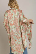 Umgee Full Size Mixed Print Open Front Kimono with Ruffle Sleeves Plus Size - Hovatok