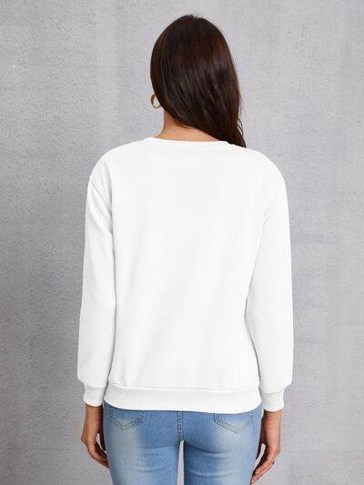 Round Neck Dropped Shoulder Sweatshirt - Hovatok