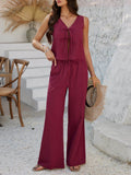 Devine Tied V-Neck Sleeveless Top and Pants Set - Hovatok