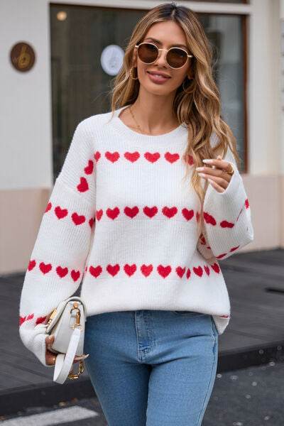 Angel Wings Heart Round Neck Long Sleeve Sweater - Hovatok