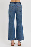 RISEN Full Size High Rise Crop Wide Leg Front Yoke Detail Jeans Plus Size - Hovatok
