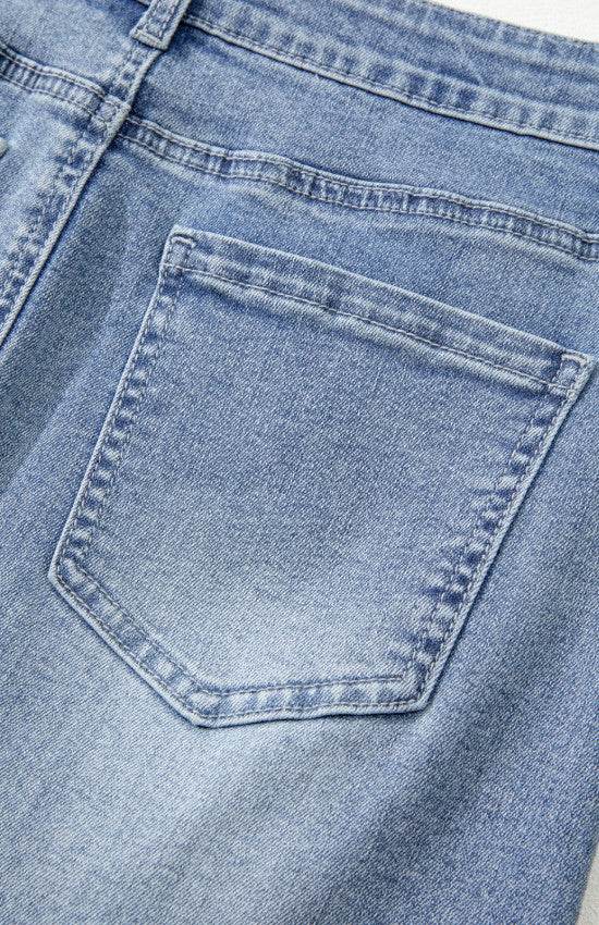 Distressed Raw Hem Heart Denim Skirt - Hovatok