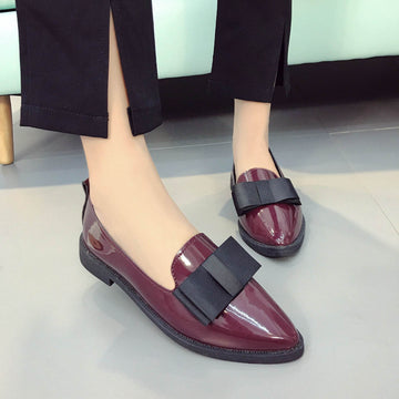 Point Toe Loafers with Bow - Hovatok