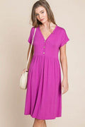 BOMBOM V-Neck Short Sleeve Dress - Hovatok