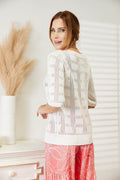 Mandy Ribbed Trim Round Neck Knit Top - Hovatok