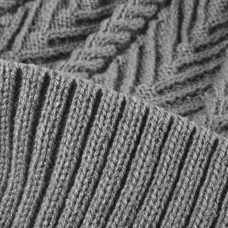 Cable Knit Solid Color Hat with Pompom - Hovatok