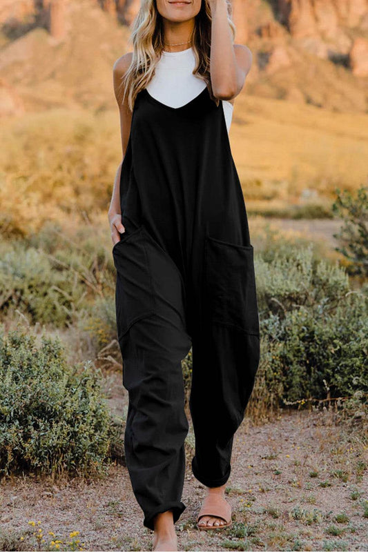 Double Take Full Size V-Neck Sleeveless Jumpsuit with Pockets - Hovatok